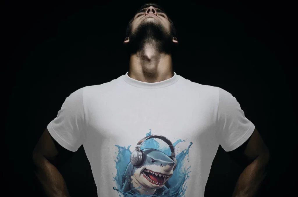 T-shirt-Disco-shark-vibe-dj-headphones-music-groove-house-3