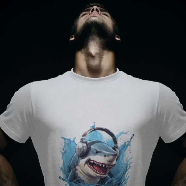 T-shirt-Disco-shark-vibe-dj-headphones-music-groove-house-3